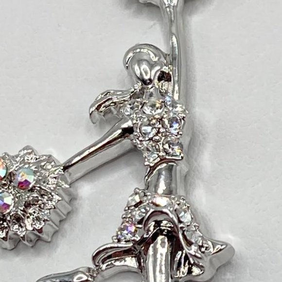 White Gold Plated Crystal Studded Cheerleader Necklace - Picture 2 of 4